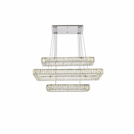 ELEGANT LIGHTING Elegant Lighting  42 in. Monroe LED Triple Rectangle Pendant, Chrome 3504G42L3C